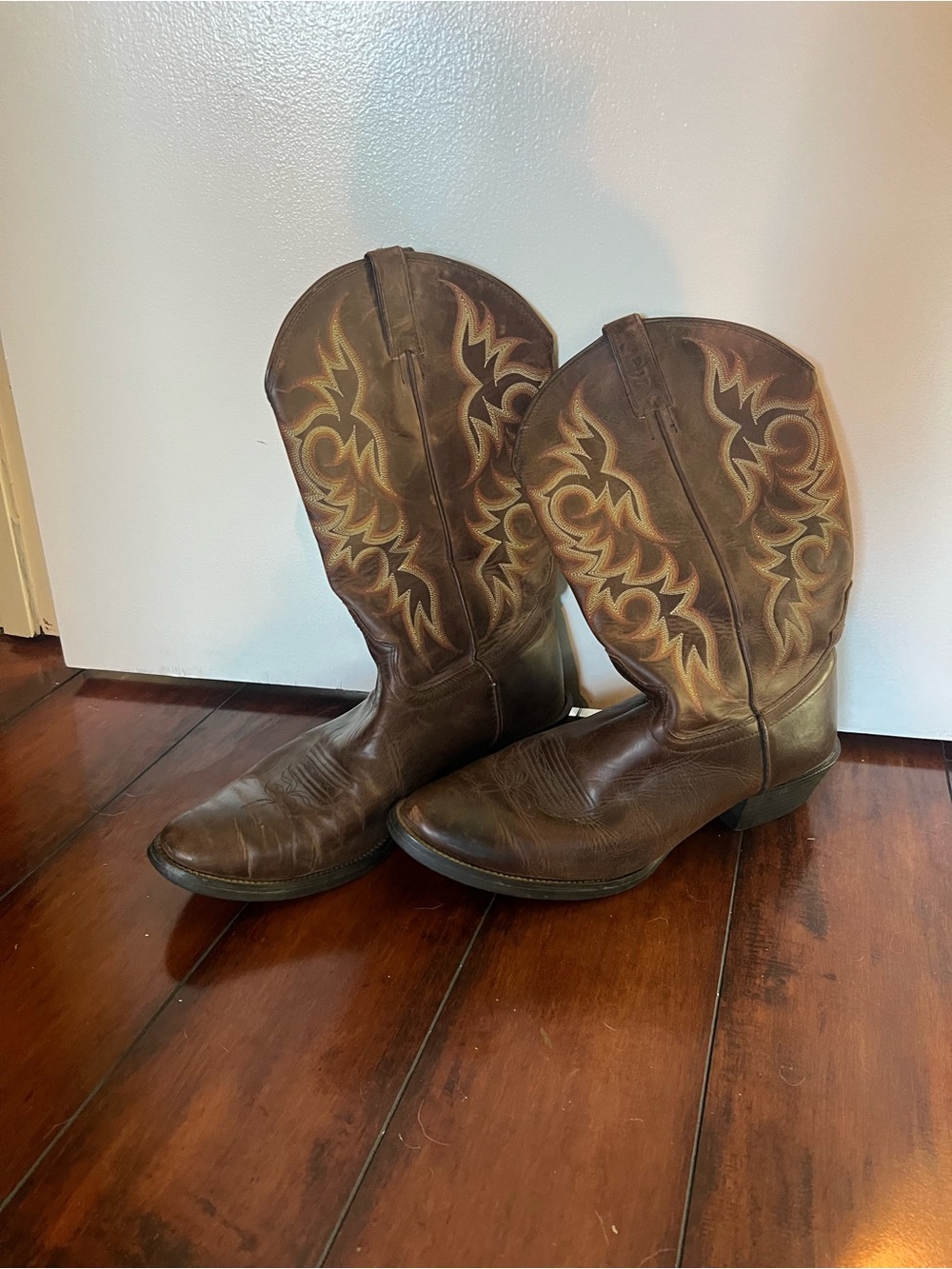 Justin 2551 Stampede Men's 7 Western Brown Leather Cowboy Boots Shoes
